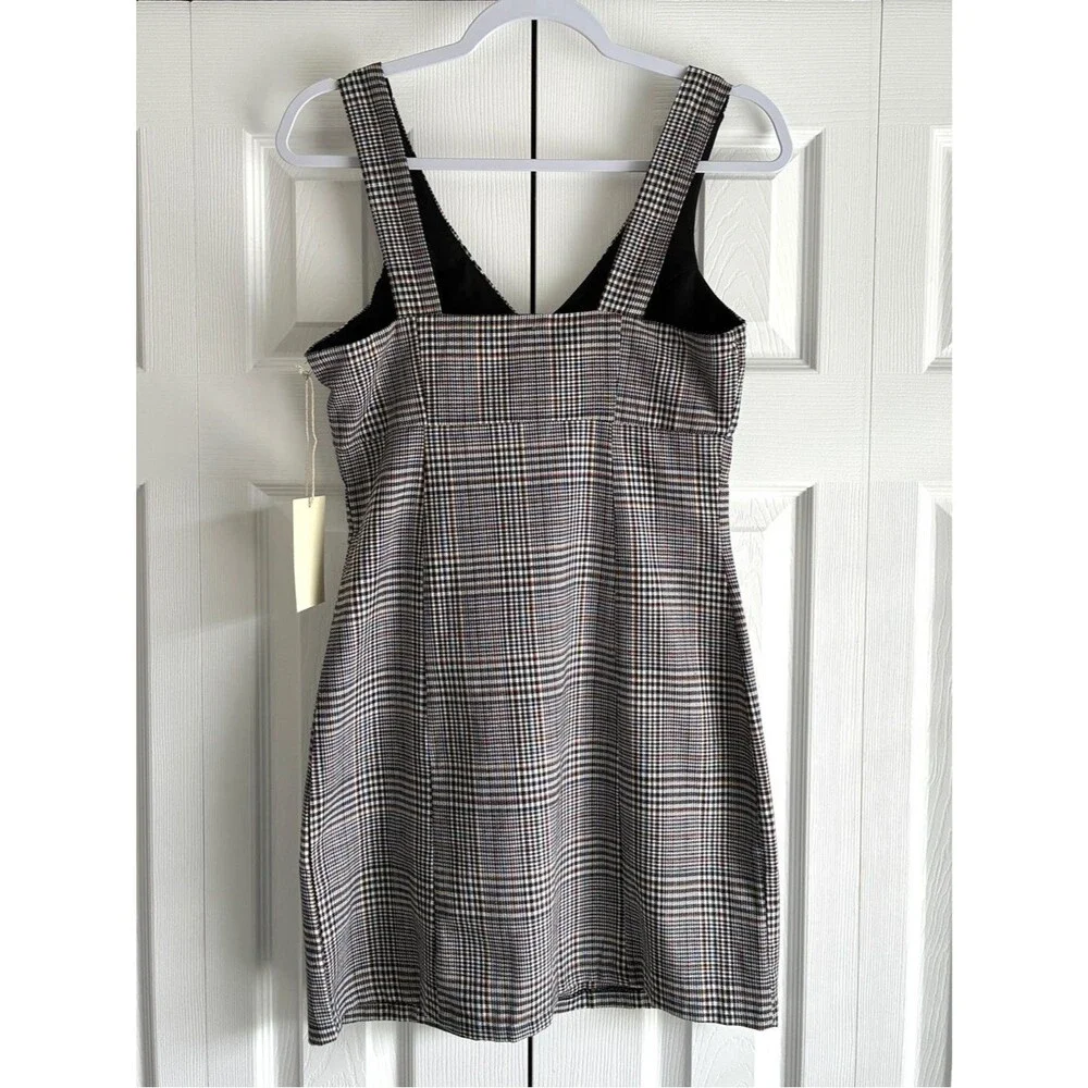 Moon Orchid Plaid Mini Dress XS Sleeveless Zip Front Bodycon Preppy Y2K NWT